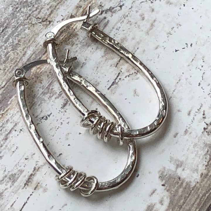 Oval Textured Hoop Earring "Stirrup" by iNk Jewelry for wholesale by iNk Jewelry