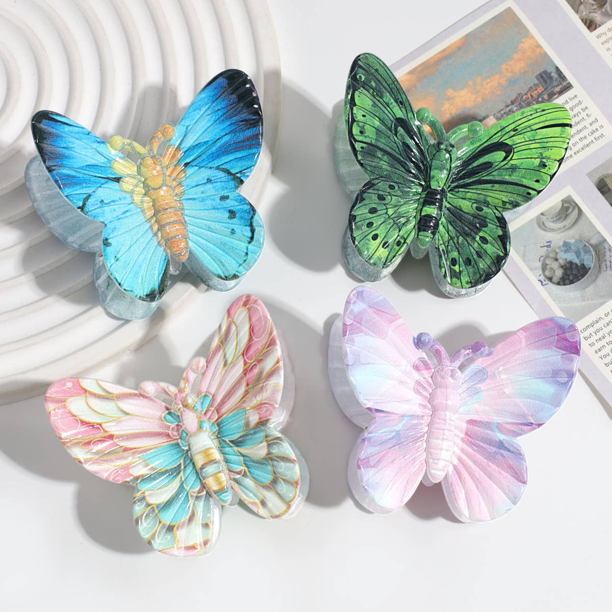 Tourtiwi – Clips para cabelo - Mulher por atacado – Garra de cabelo em forma de borboleta com gradiente de cor e personalidade doce9