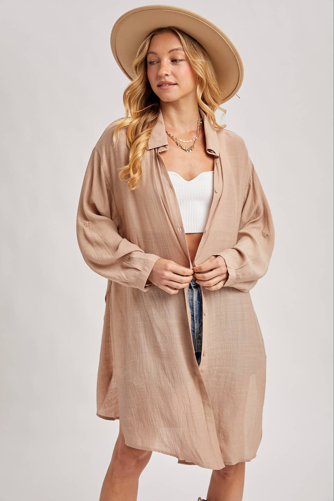 Bluivy - Wholesale Button Down Shirt - Women's - BUTTON-UP VENTED LONGLINE SHIRT24