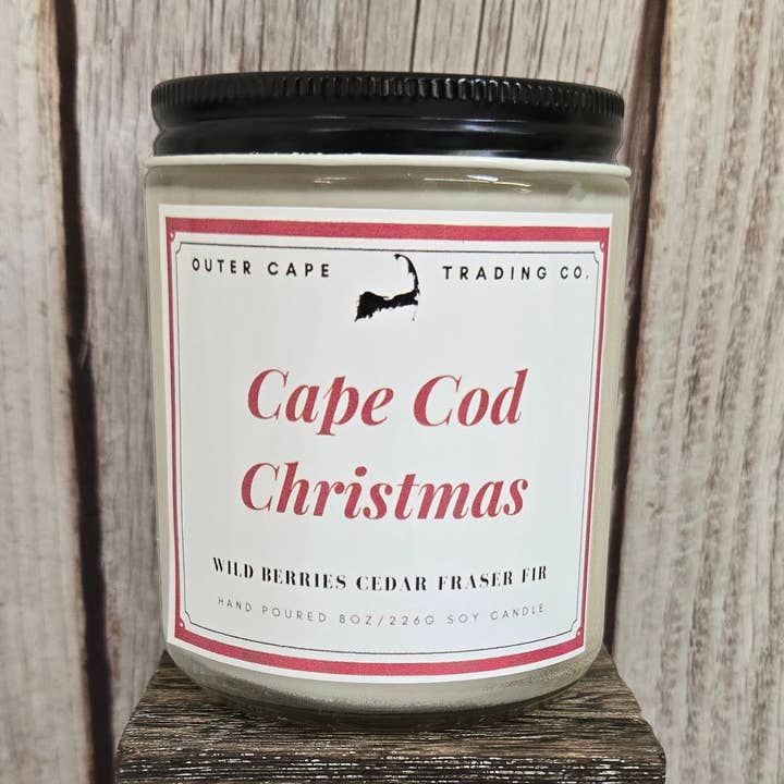 Bougie de Noël à mèche en bois crépitante Cape Cod en gros vrac de Noël pour la vente par Outer Cape Trading Company