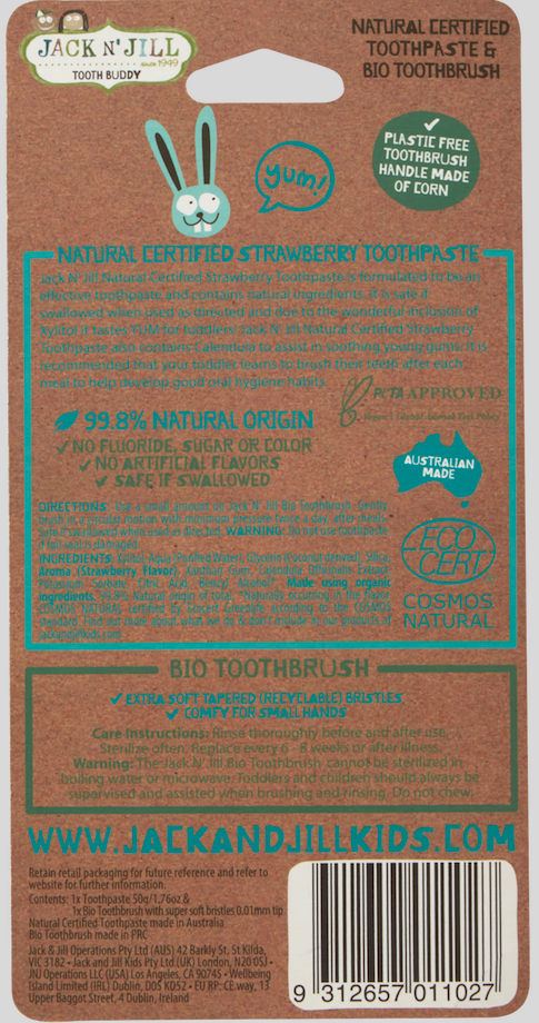 Jack N' Jill UK – wholesale Toothpaste – Jack N' Jill Tooth Buddy Pack - Strawberry + Kids Toothbrush1