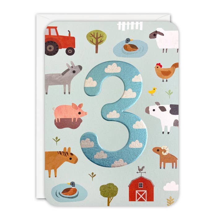 Age 3 Farm Children's Birthday Card - Sprouts for wholesale by James Ellis