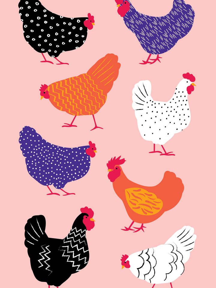 Tea Towel - Bright Hens for wholesale by Allgifts Australia