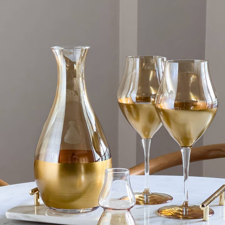 Alegria Glass - Wholesale Wine Glass - Miele Modern Gold Large Wine Glass