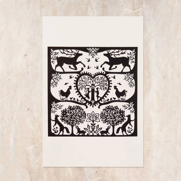 Stags and Swifts Large Paper Print for wholesale by Little Gold Fox Designs