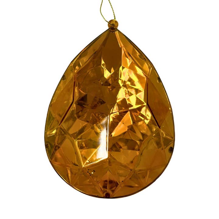Plastic Rain Drop Diamond Ornament - Amber 4x2.4x6" for wholesale by David Christopher's Collection