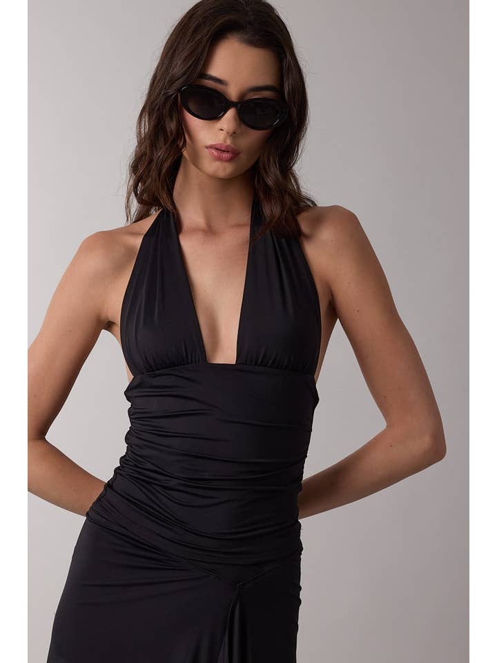 Sky to Moon - Wholesale Tank Top - Women's - HALTER NECK BUTTONS OPEN BACK RUCHED CROP TOP12