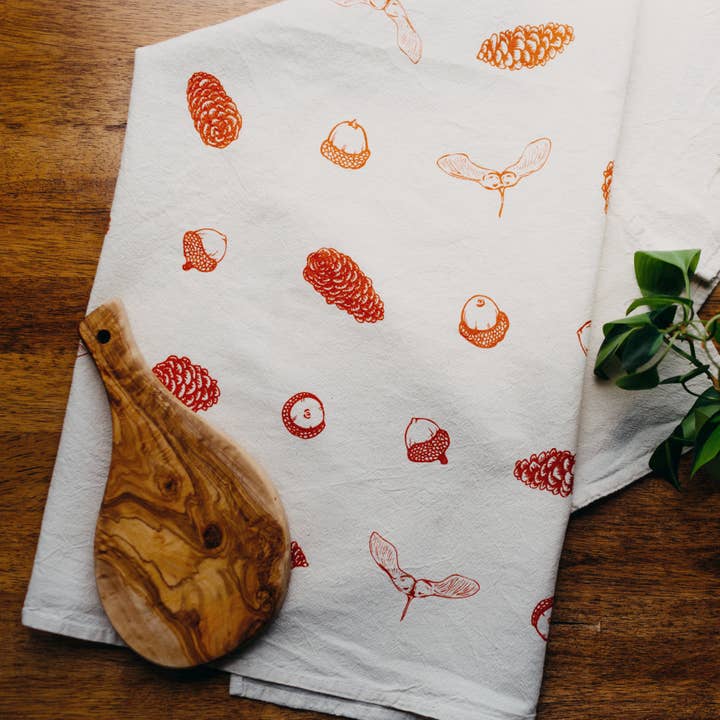 Tree Seeds Tea Towel for wholesale by Leanne Shunney Illustration