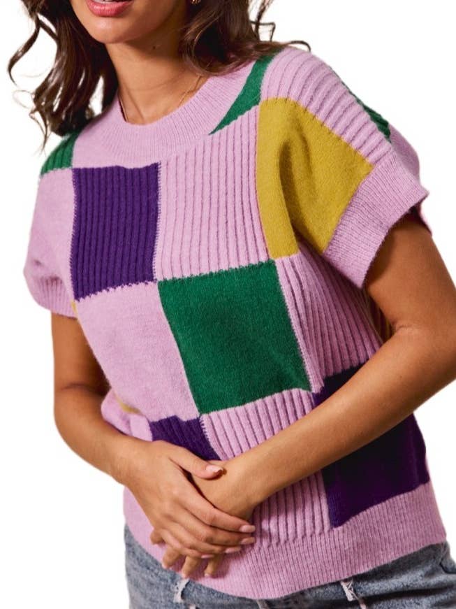 Mardi Gras ternet afslappet sweater-top for engroshandel hos Vanilla Monkey