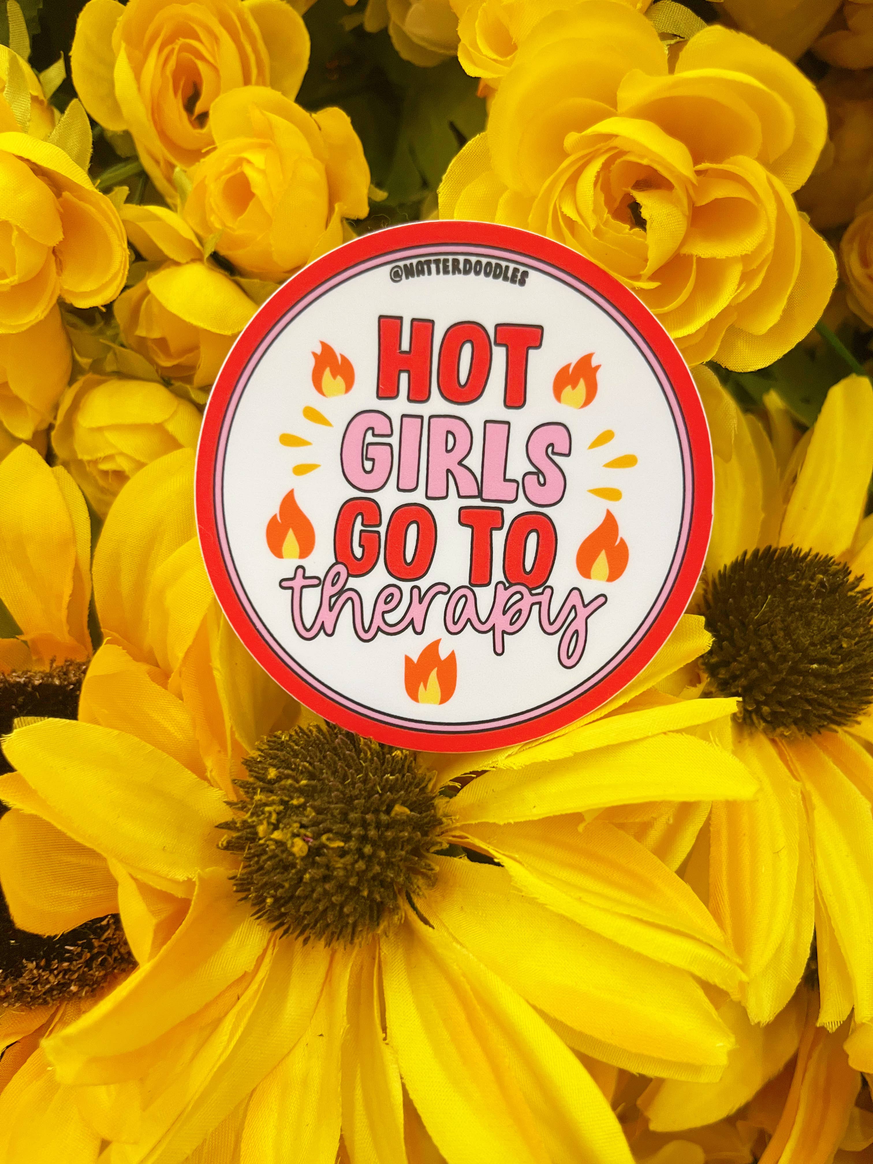 NatterDoodle - Wholesale Sticker - Hot Girls Go to Therapy Funny Mental Health Sticker3