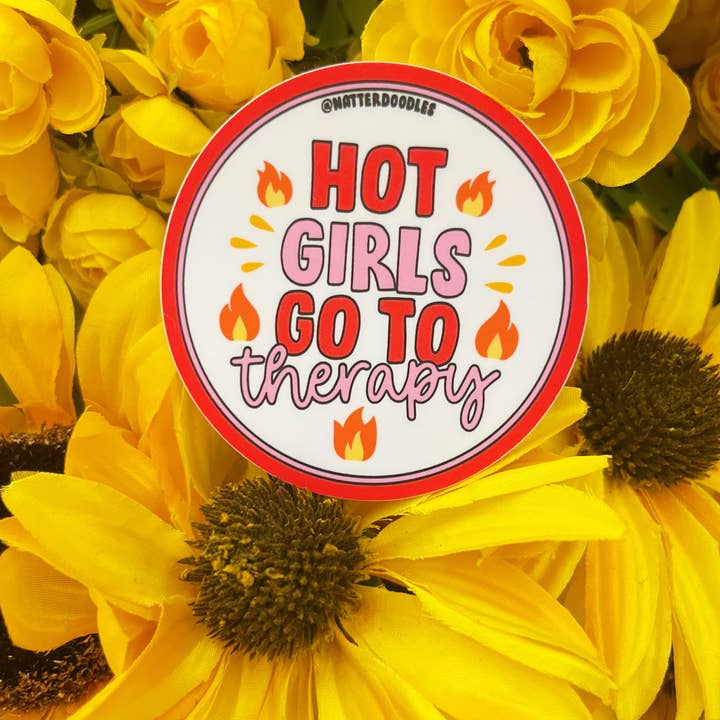 NatterDoodle - Wholesale Sticker - Hot Girls Go to Therapy Funny Mental Health Sticker3