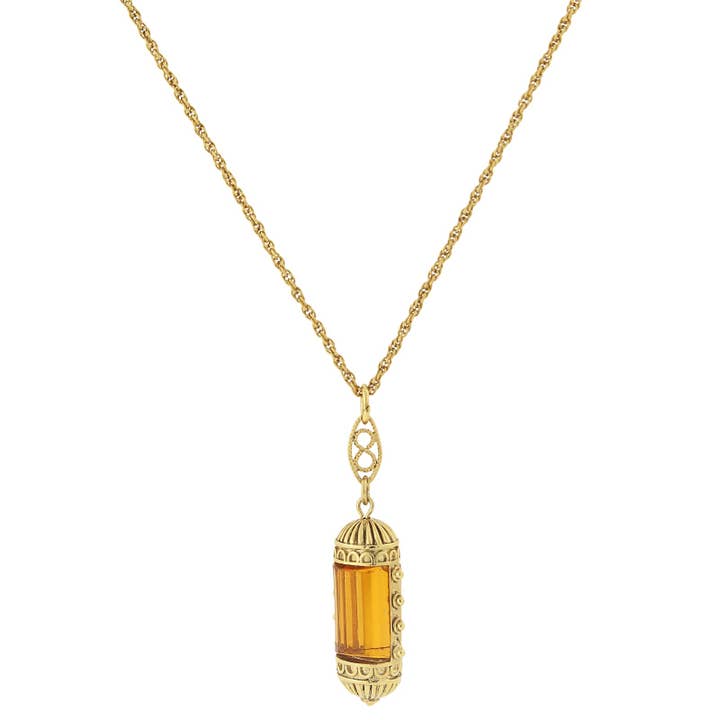 1928 Jewelry - Wholesale Pendant/Charm Necklace - 1928 Jewelry Elongated Deco Glass Stone Pendant Necklace 20"4