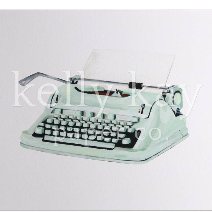 Art Print | Mint Typewriter for wholesale by Kelly Kay Paper Co.