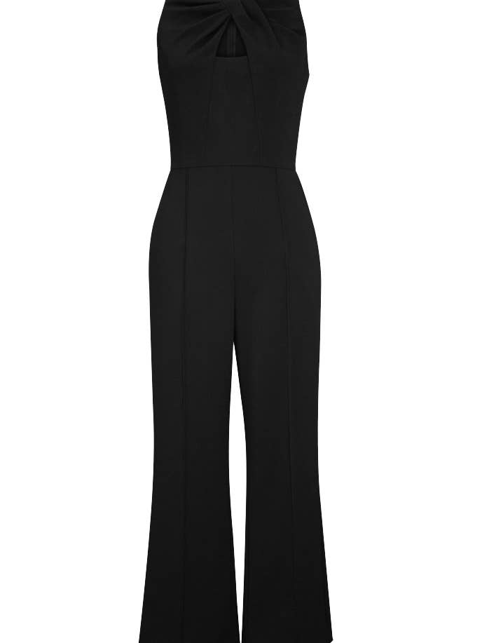 Chic Star Plus Size Twist Keyhole Jumpsuit In Black 042124 for wholesale by CHIC STAR