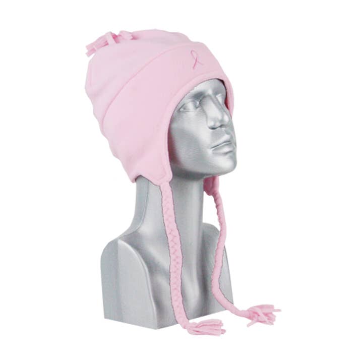 Bonnet péruvien en micropolaire à ruban rose - 91395 pour la vente par Grand Sierra