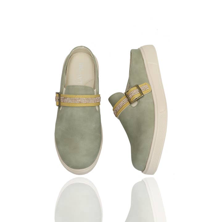 Zoccoli Comfort con Cinturino Incrociato Bling Salvia per la vendita all'ingrosso da parte di LAV-iSH