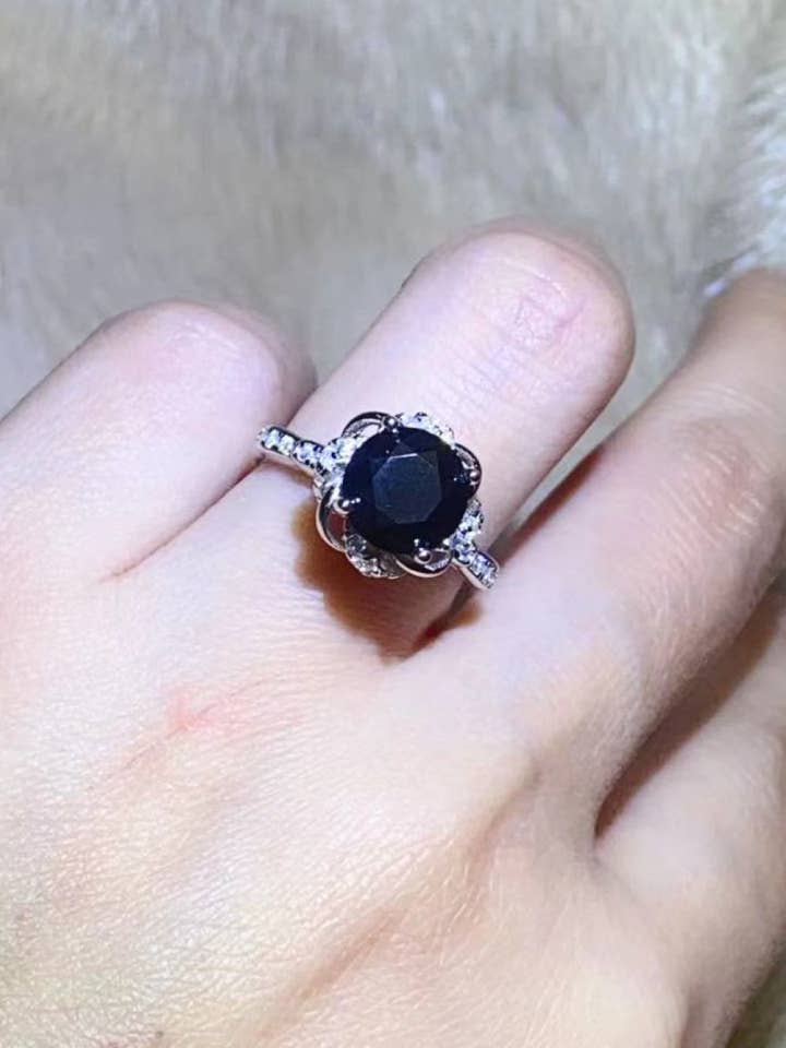 2 Carat Black Black Moissanite Floral Ring for wholesale by Sparkala
