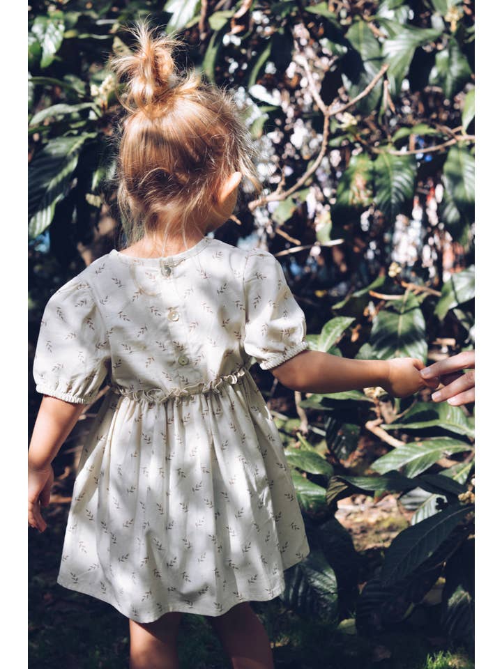 Eli & Nev (we cover U.S. import duties) - Vente Robe – bébé - Robe d'été fleurie pour petite fille beige 100% coton OEKO-TEX5