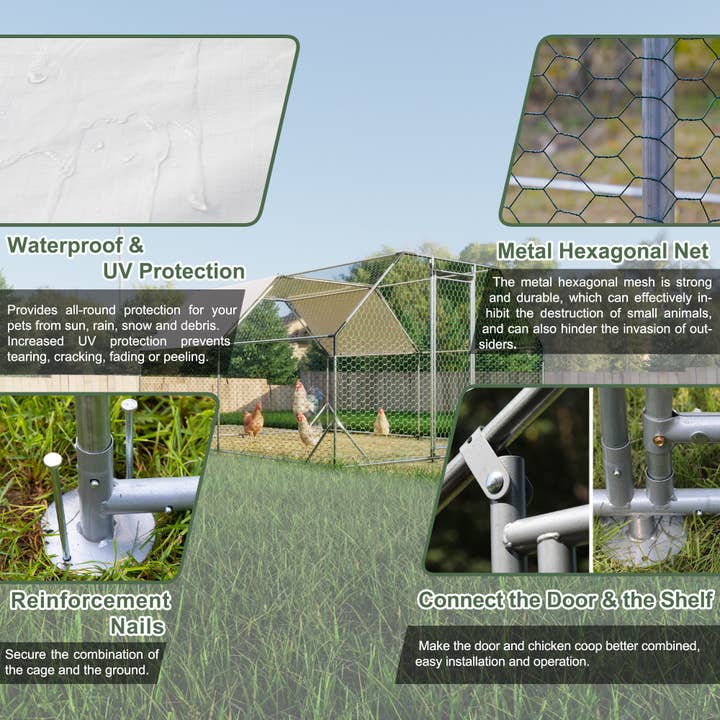 39F Inc. - Wholesale Outdoor Ornament/Decor - 10 ft. x 13 ft. Galvanized Large Metal Walk in Chicken Coop 3