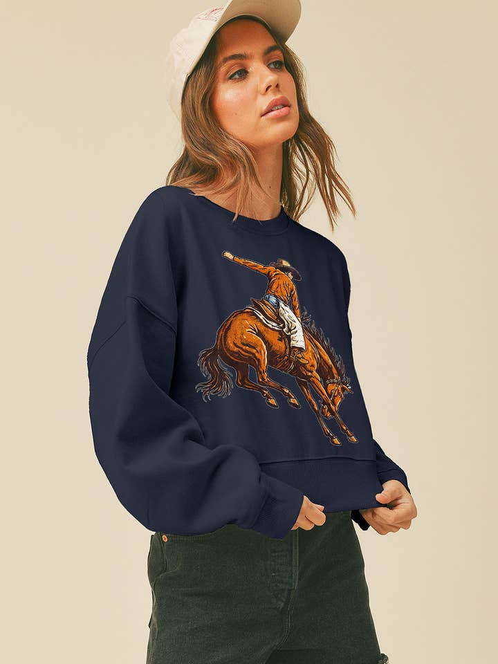 Rodeo Short Cropped Long Sleeve Sweatshirt for wholesale by Honestee