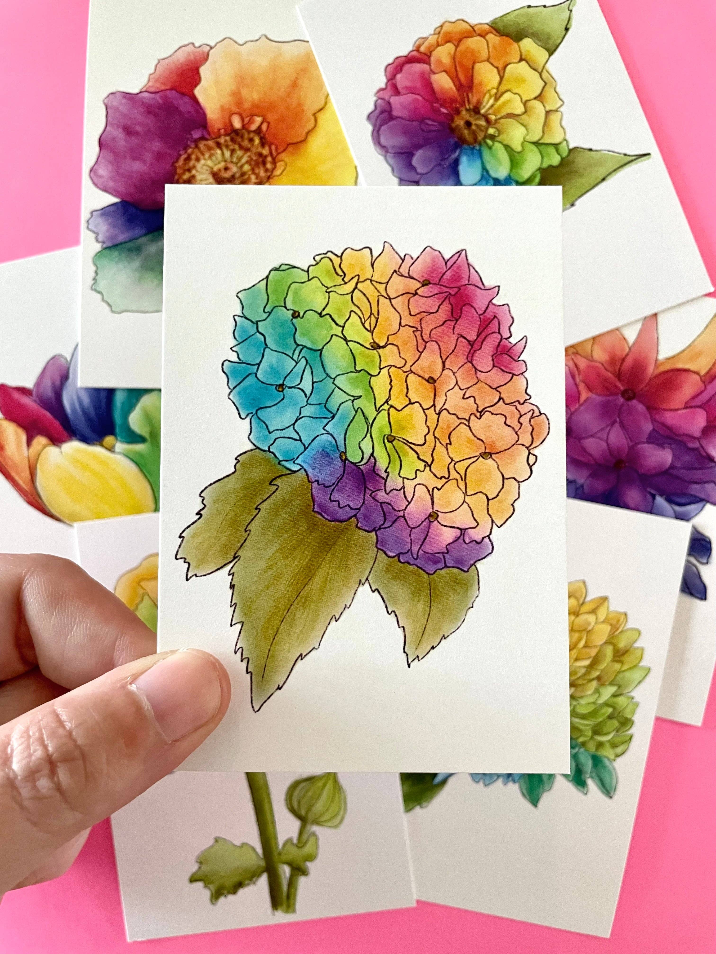 Unruly Wit - Wholesale Stationery/Notecard Set - Rainbow Flower Mini Cards8