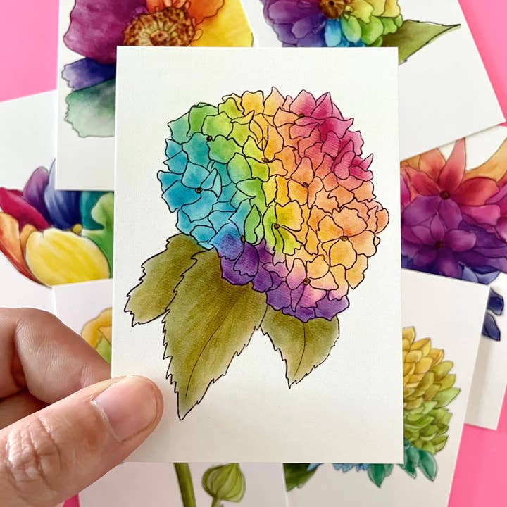 Unruly Wit - Wholesale Stationery/Notecard Set - Rainbow Flower Mini Cards8