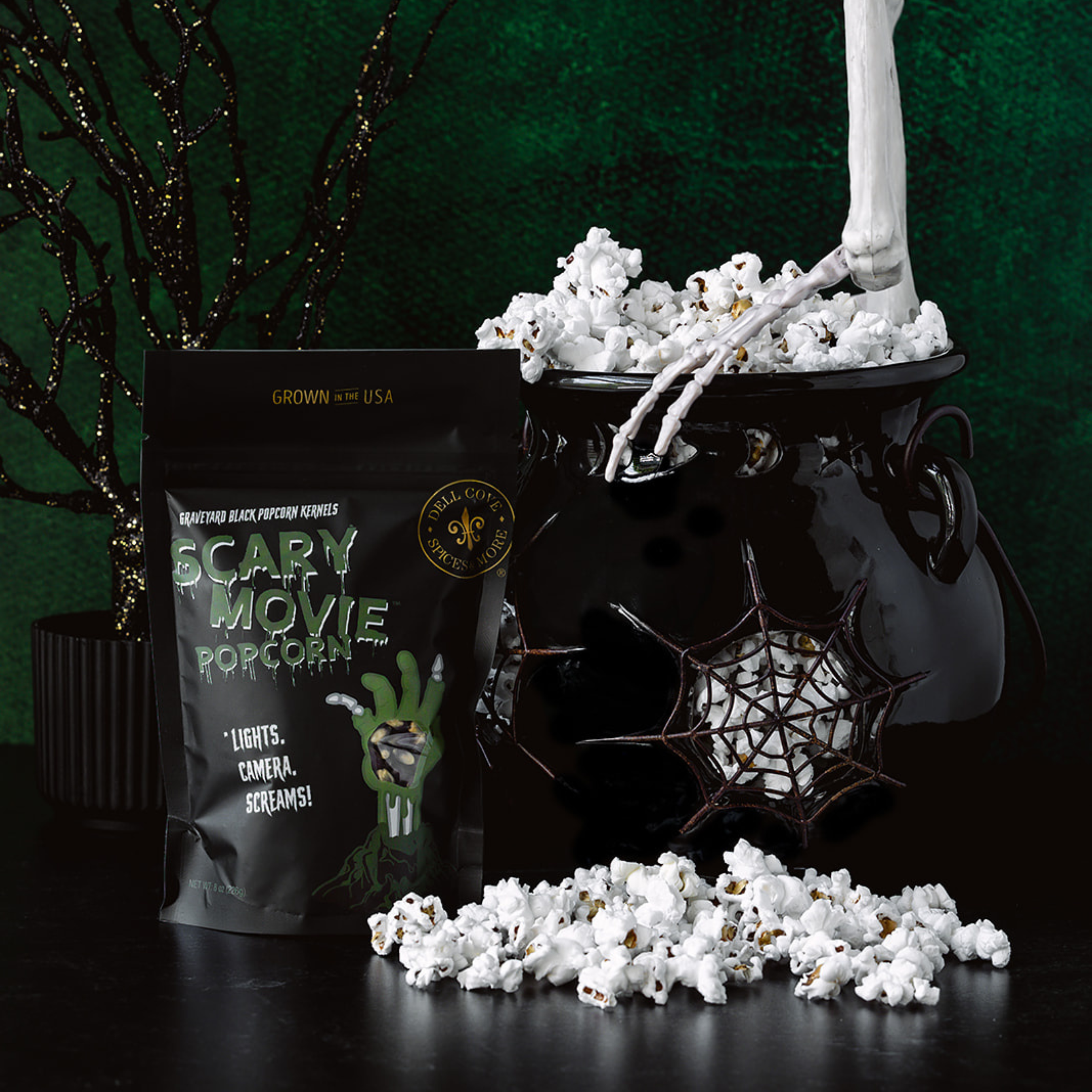 Dell Cove Spices & More Co. - Wholesale Popcorn - Scary Movie Popcorn - Graveyard Black Halloween Popcorn3