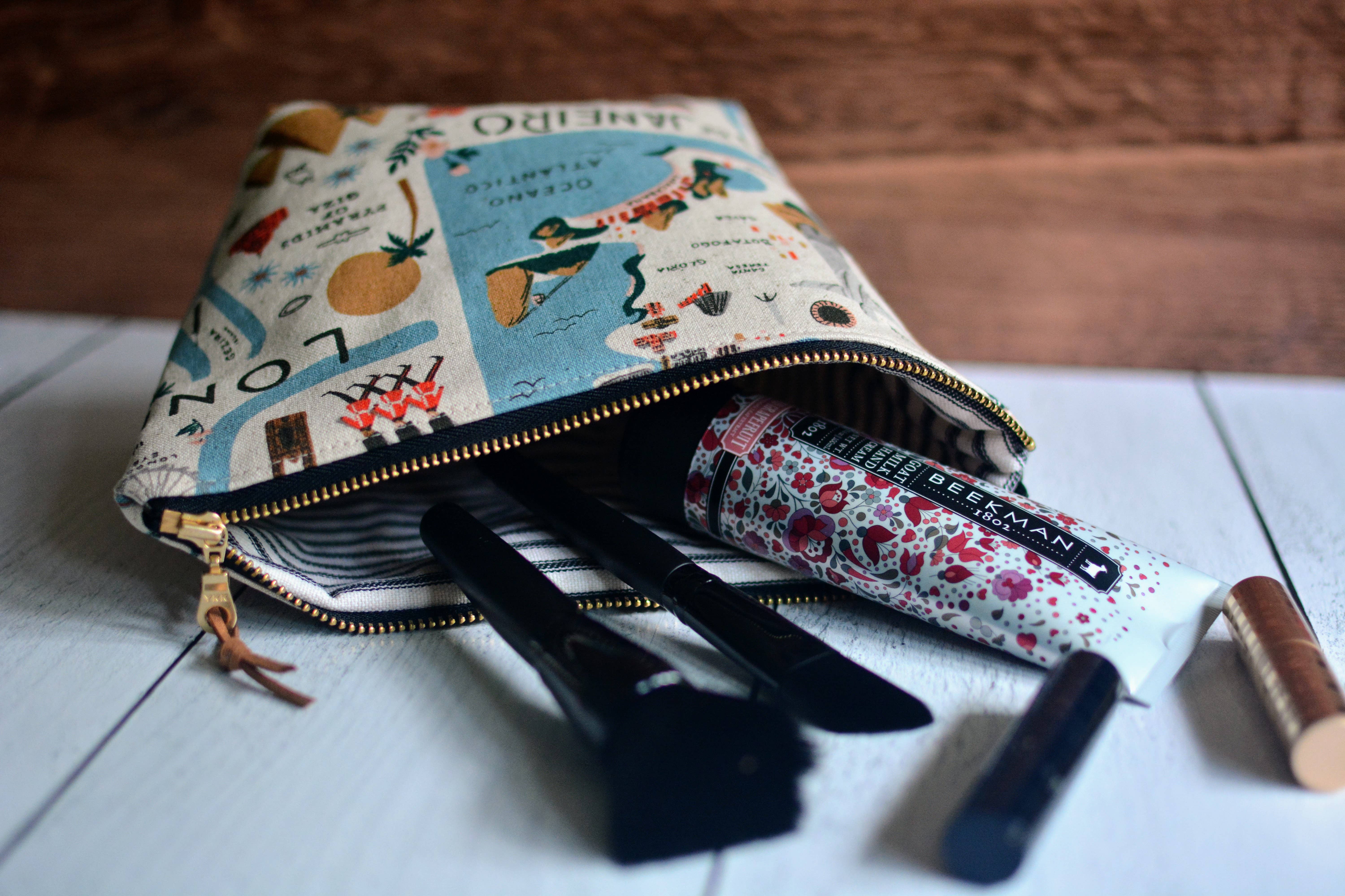 Bamboo Hill - Wholesale Makeup/Cosmetic Bag - Zippered Pouch in Rifle Paper Co Canvas fabric5