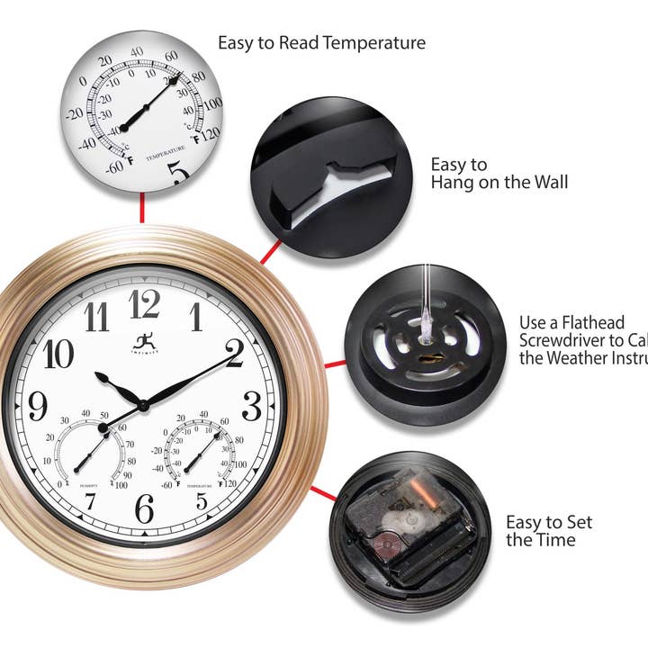 Infinity Instruments - Wholesale Wall Clock - Outdoor Round Copper Wall Clock 18.5 Inch