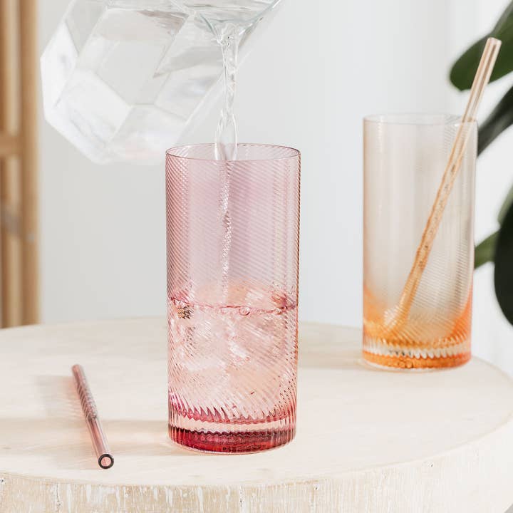 UBERSTAR – wholesale Drinking glass/cup – Twist Highball Glass Tumblers - Pink/Peach4