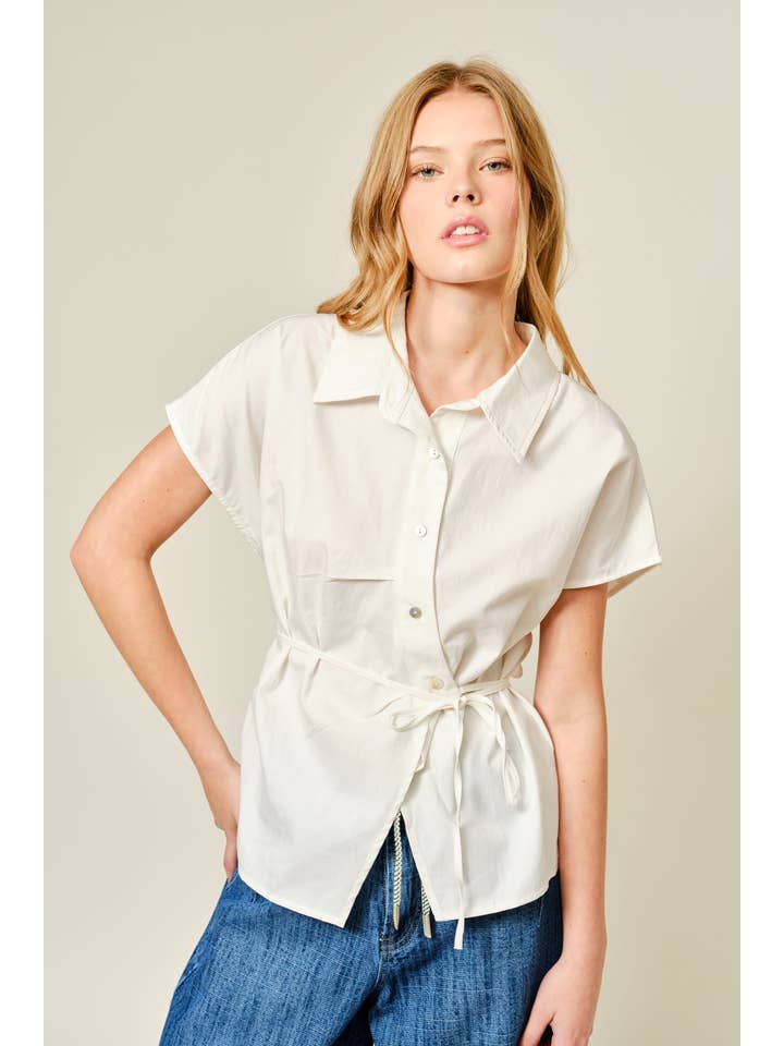 OFF WHITE AJT5519 BELTED DETAIL COTTON SHIRTS for wholesale on Faire0