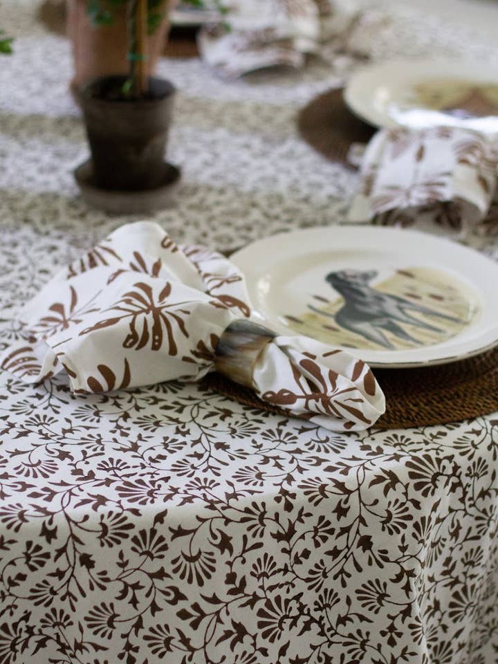 Dragonfly Lures Napkins in Walnut Brown - Set of Four for wholesale by Christina Dickson Home