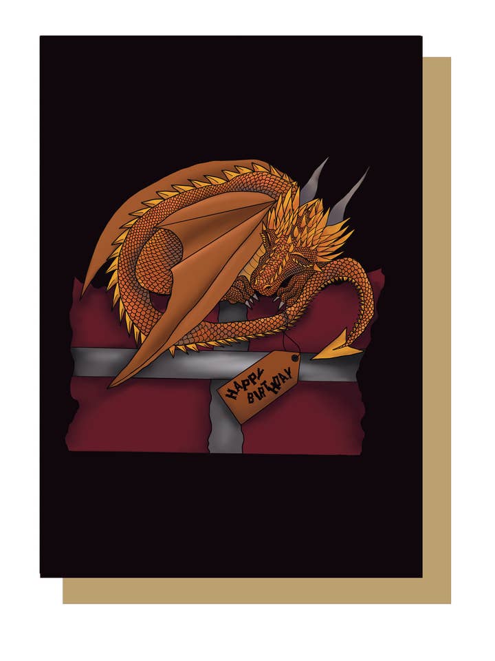 Bestie Mistiche: Biglietto di Buon Compleanno Drago Arancione Sonnolento per la vendita all'ingrosso da parte di Wayward