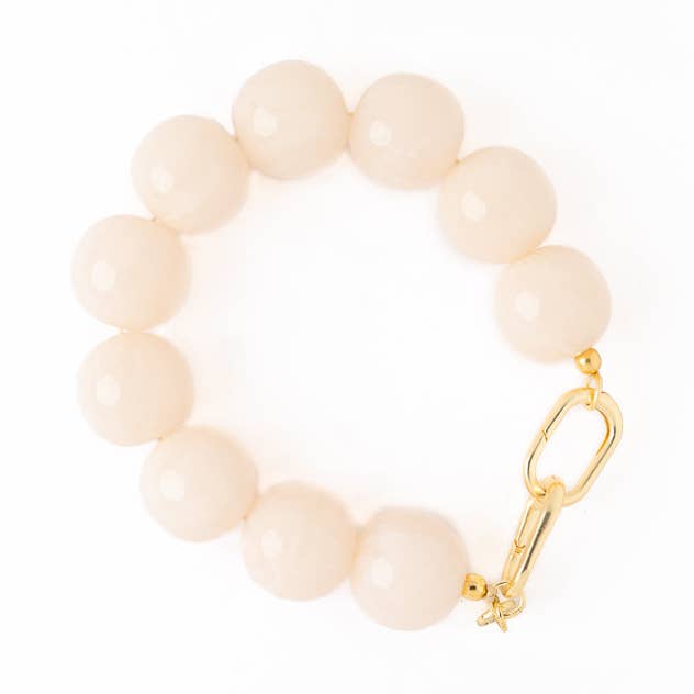 Bracelet en perles de résine Cece Large Blanc Lait en gros pour la vente par INK + ALLOY