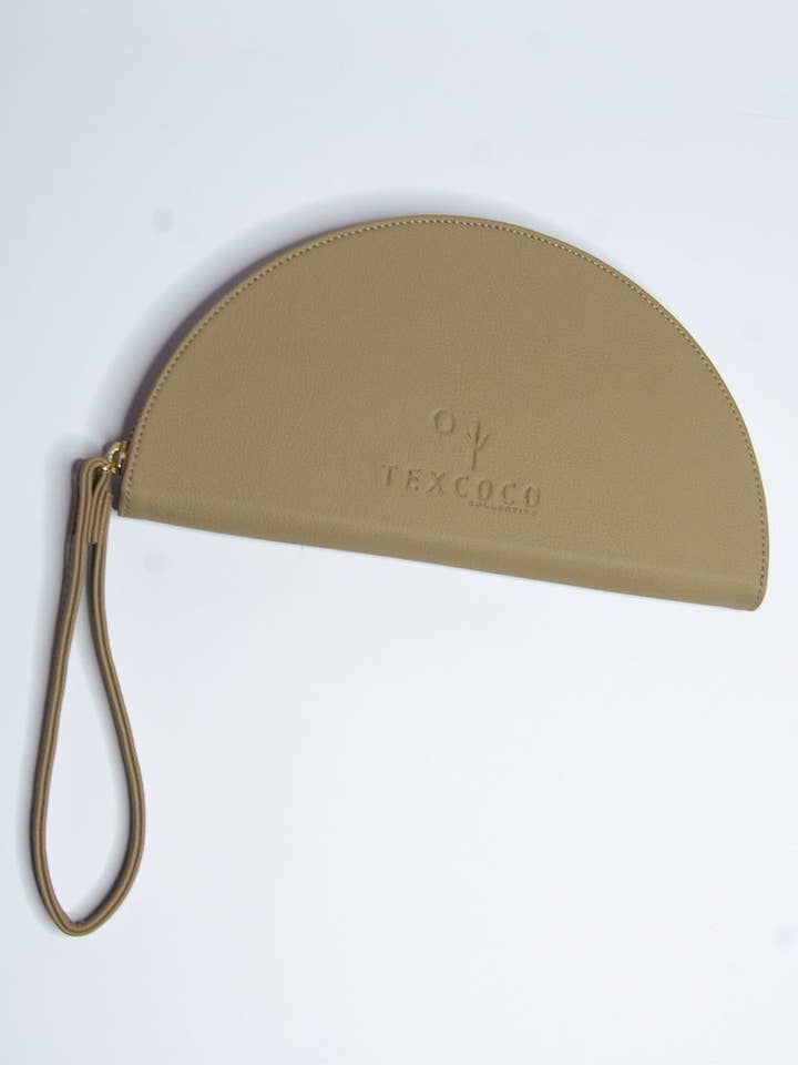 Cactus Leather 'Media Luna' Clutch Purse - Beige for wholesale by Texcoco Collective