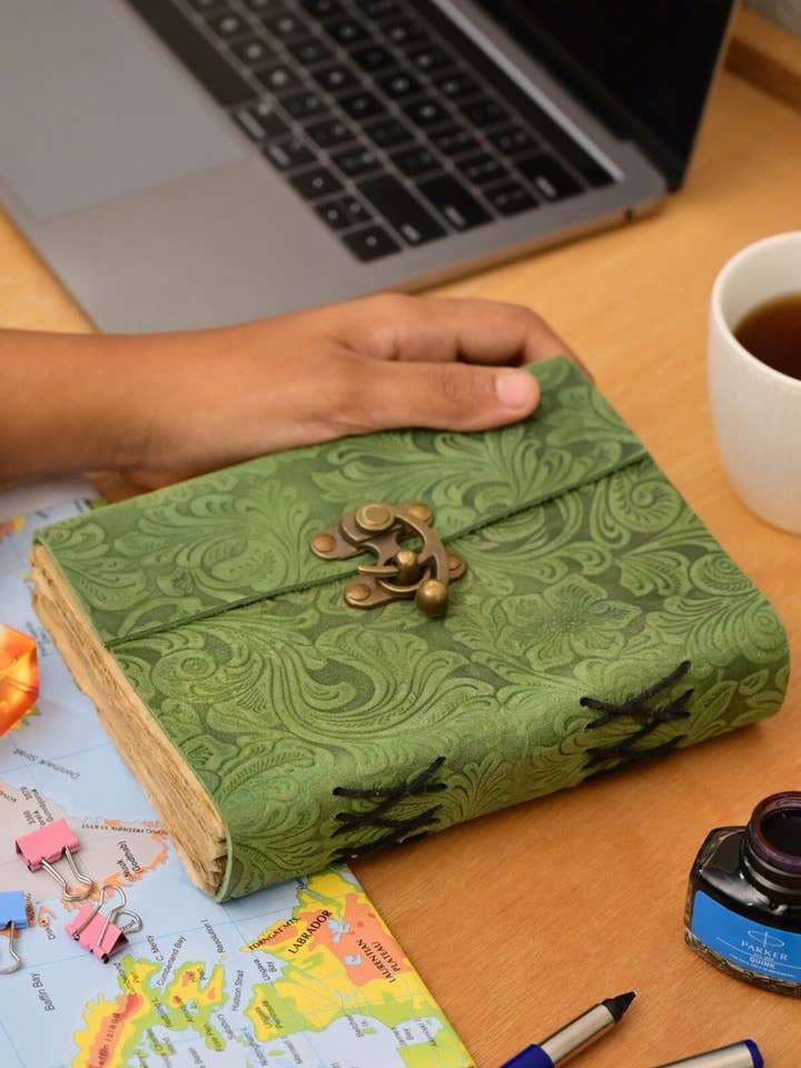 Handmade Paper Leather Notebook, Journal With Lock, Organize for wholesale by Mitansh handicrafts