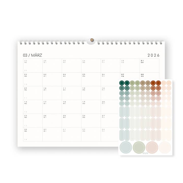 SANS.design - Wholesale Calendar - Calendar with Stickers 2026 - A4 / A3