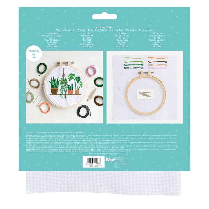 West Design Products - Wholesale Embroidery/Cross Stitch Supplies - Simply Make Cross Stitch Hoop Embroidery Kit, Indoor Garden