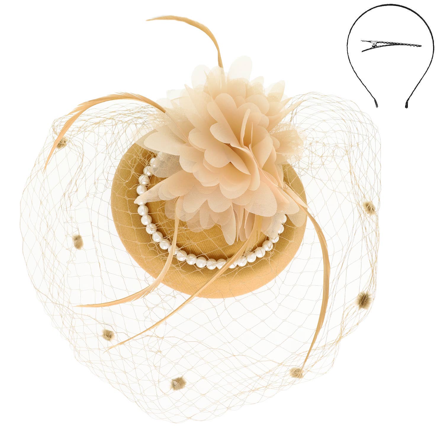 SP Sophia Collection - Vente Chapeau bibi – femme - Fascinateur orné de bijoux à plumes florales 2
