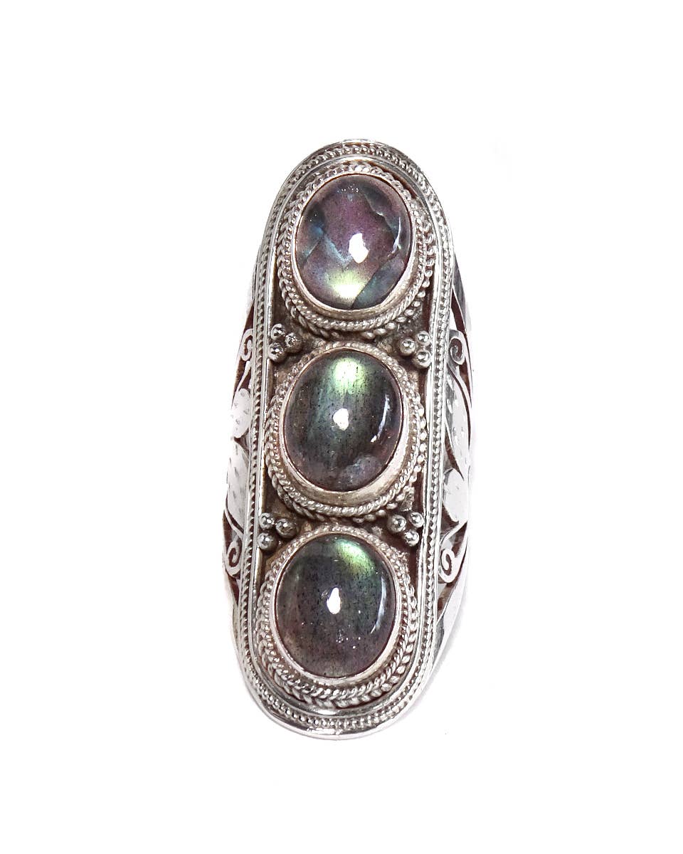 Zig Zag Asian Collection - Venta al por mayor Anillos grandes/de cóctel - Anillo grande de triple piedra Jali11