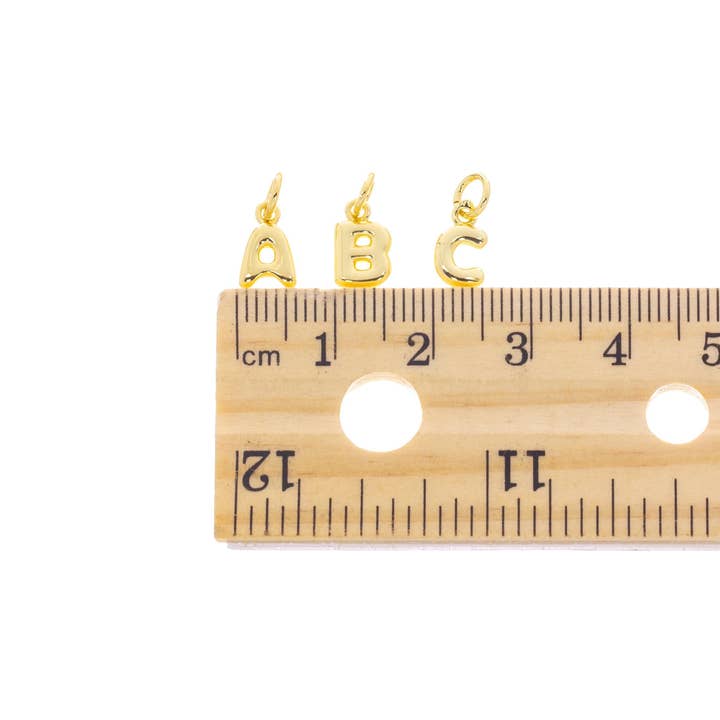 Jewel Pledge - Wholesale Individual Charm/Pendant - Gold Balloon Alphabet Initial Letter Charm CPG8235