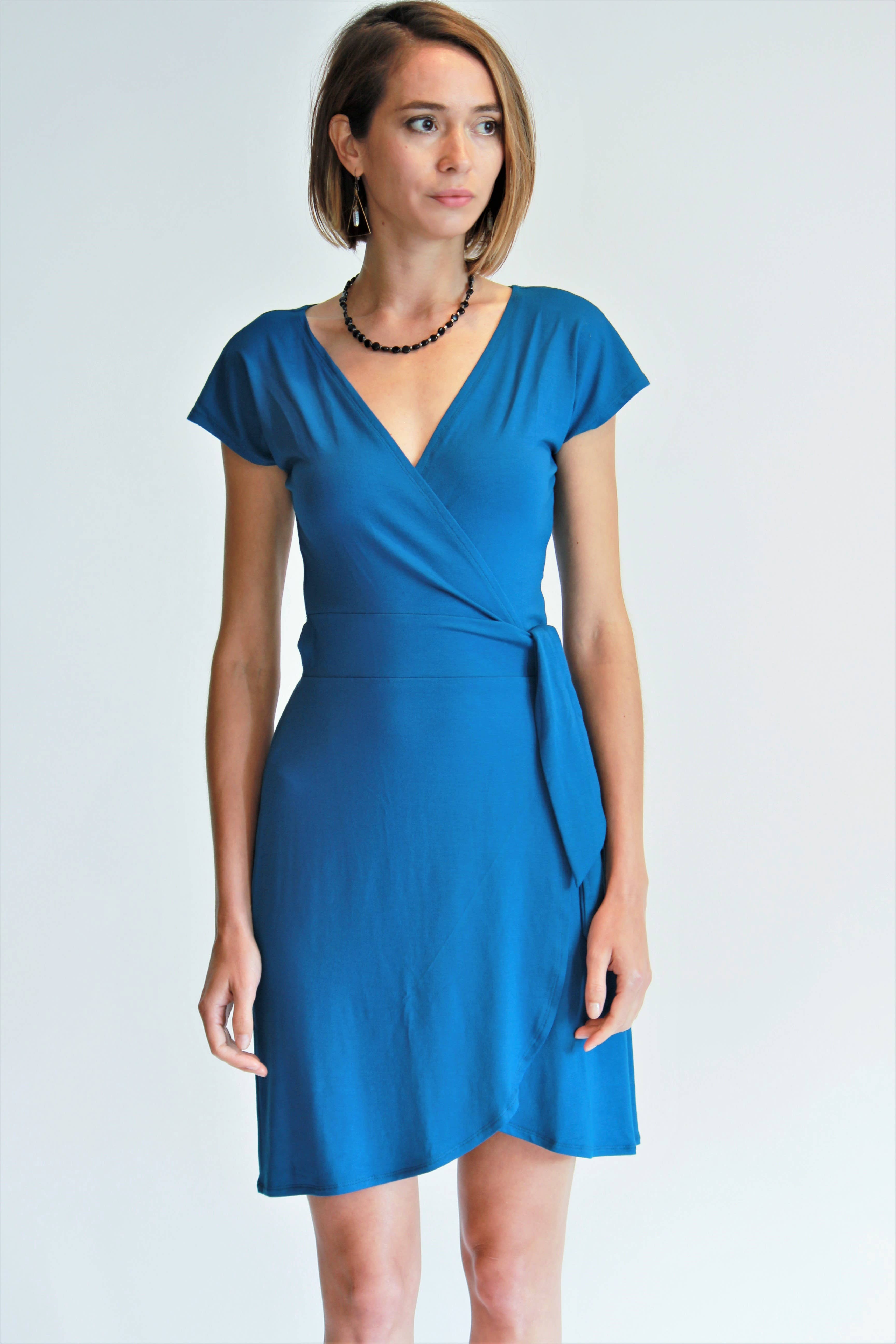 Adelyn SF - Wholesale Dress - Women's - Cap Sleeve Jersey Wrap Dress5