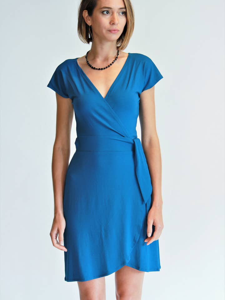 Adelyn SF - Wholesale Dress - Women's - Cap Sleeve Jersey Wrap Dress5