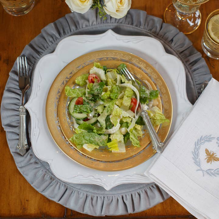 Arte Italica & Crown Linen Designs - Wholesale Salad Plate - Vetro Gold Salad/Dessert Plate3