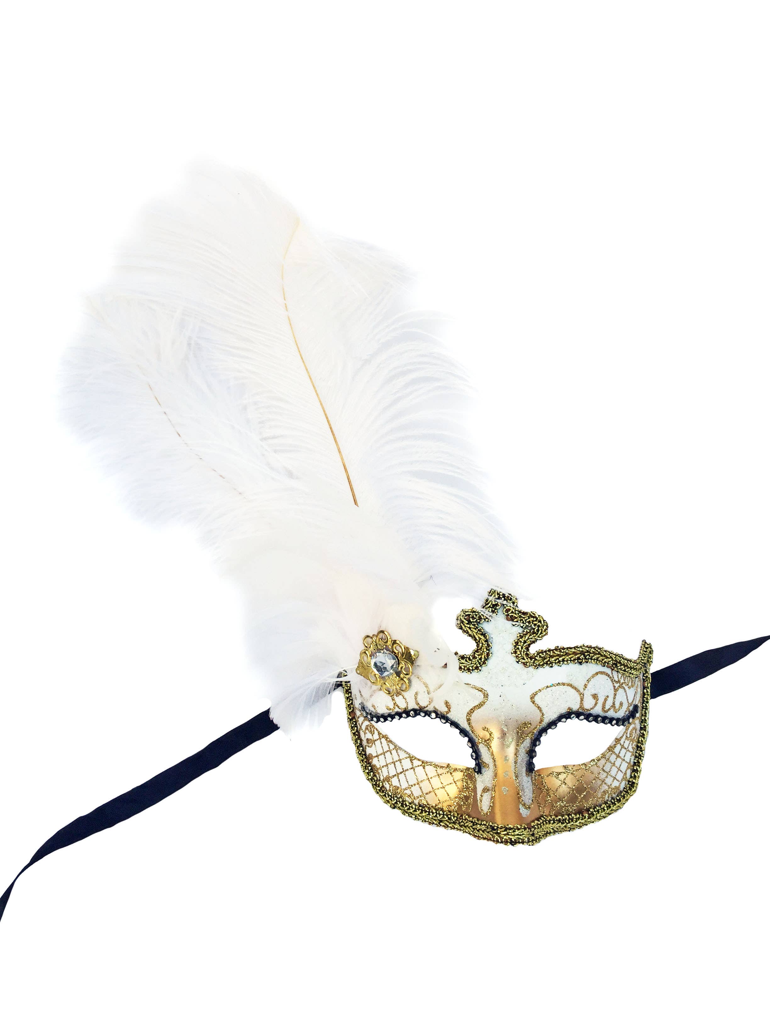 Mardi Gras Creations - Wholesale Costume - Women's - Anarkali Mask With Eye Detail And Feathers3