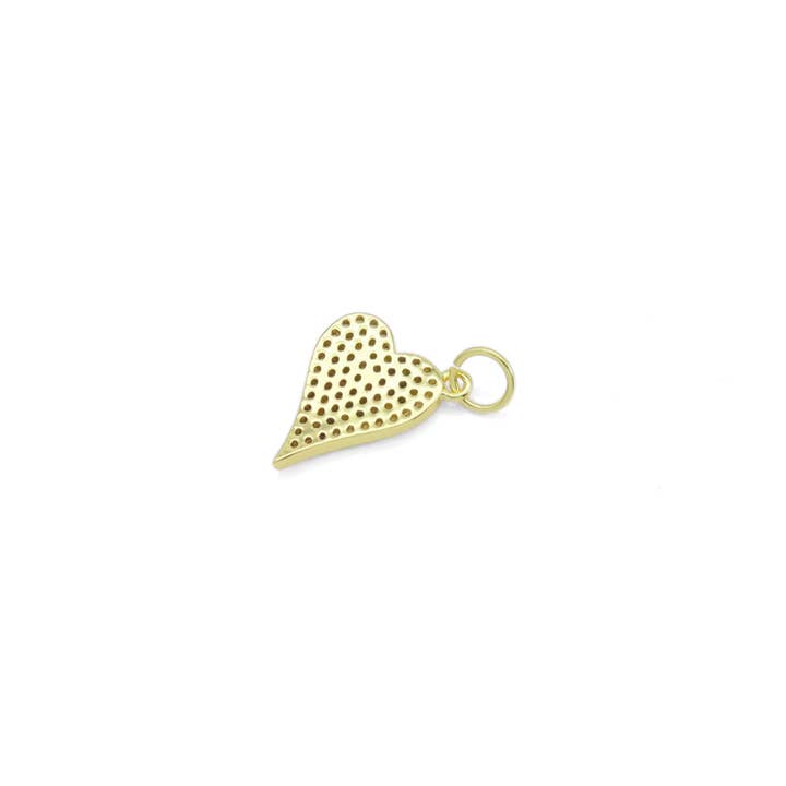BestBeads&Beyond - Wholesale Individual Charm/Pendant - Gold Clear CZ Heart Shape Charm, Sku#LX457