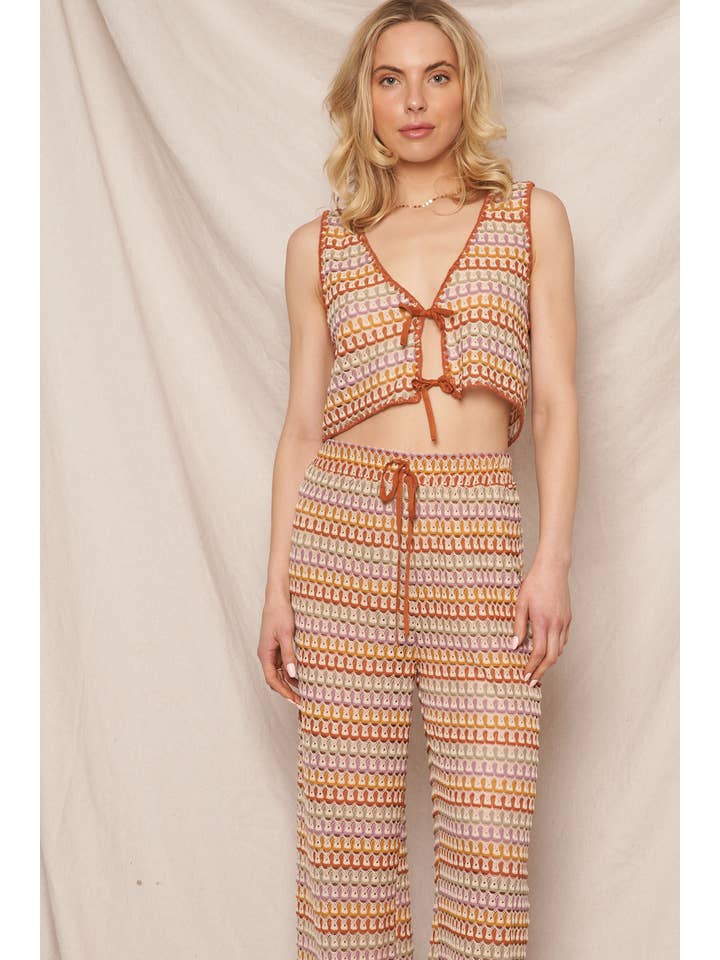 Multi Colored Crochet Tie Front Vest Top for wholesale on Faire