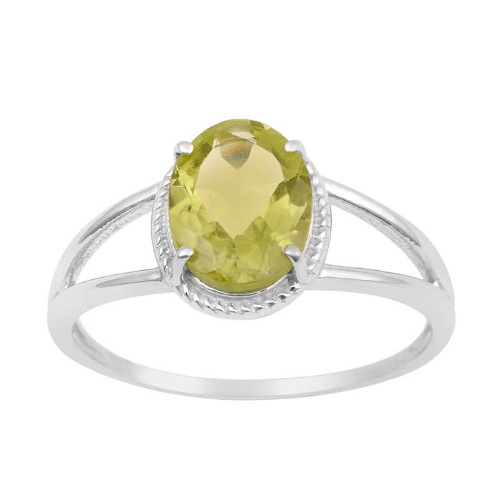 Anello di fidanzamento da donna ovale in argento Sterling 925 con peridoto per la vendita all'ingrosso da parte di Star Joya