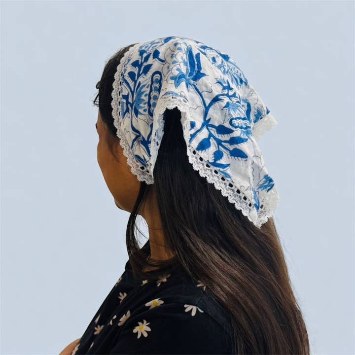 100% Cotton Floral Elastic Headcoverings for wholesale by Cave Dwellers