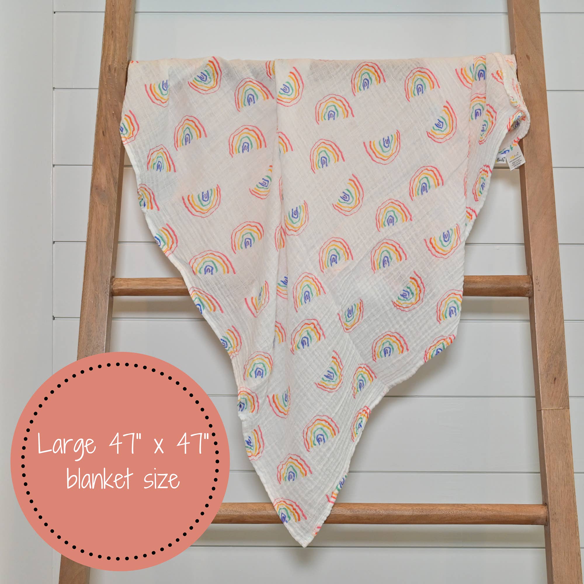 LollyBanks – Swaddle - Bebé por atacado – Manta de Musselina para Bebé "Somewhere Over The Rainbow"4